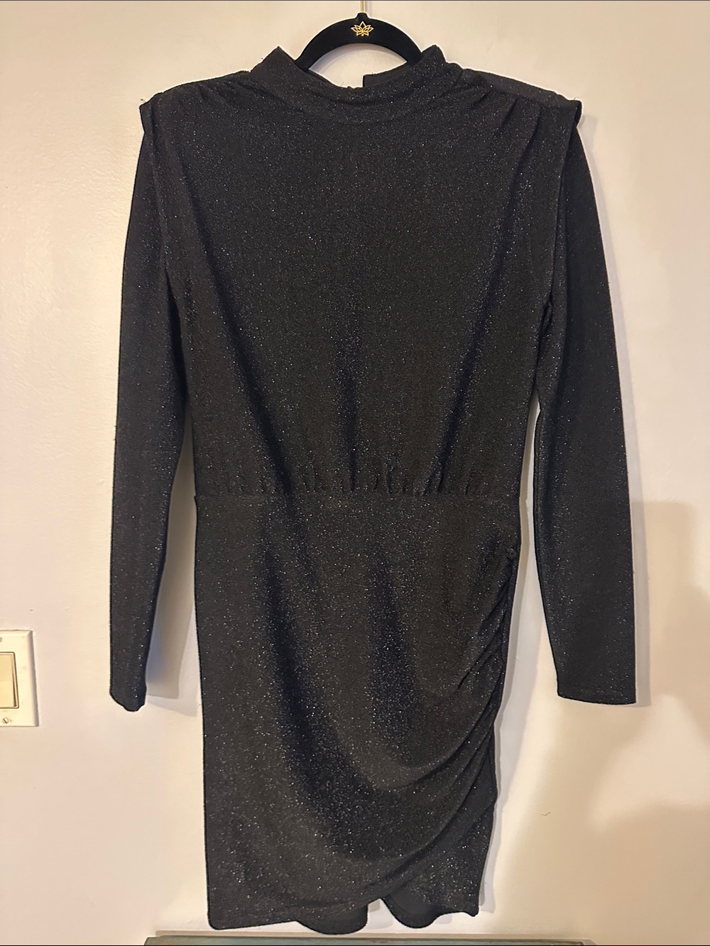 Halogen Black Sparkle Long Sleeve Mini Dress